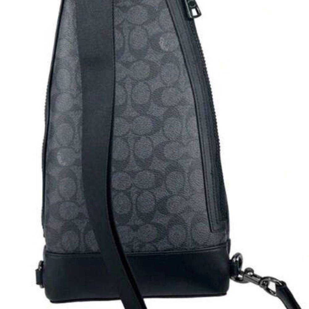 NWT Coach Dominic Sling Leather Black Signature Monogram Bag - Picture 3 of 6